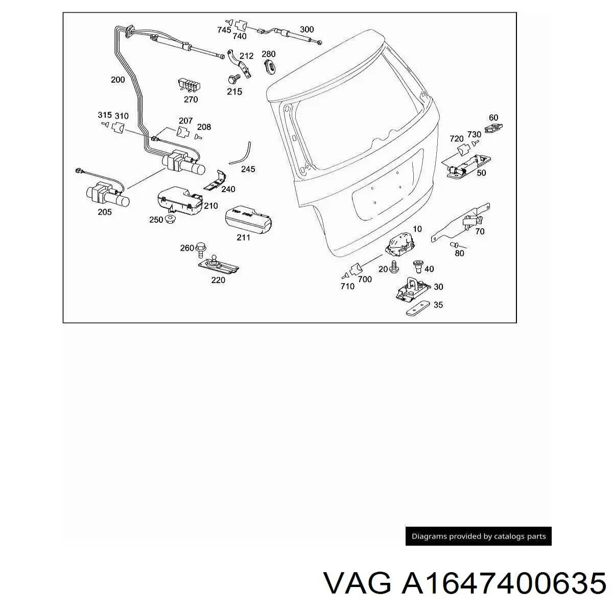 Замок крышки багажника (двери 3/5-й задней) A1647400635 VAG