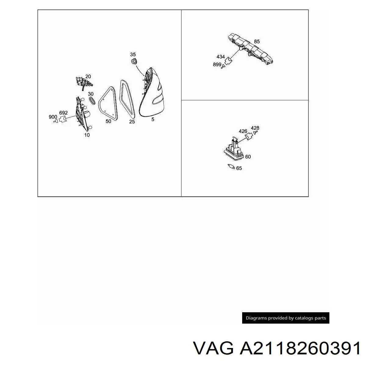 A2118260391 VAG compactador da luz traseira interna