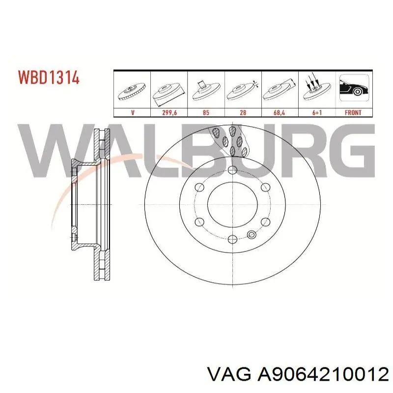 Тормоз дисковый передний VAG A9064210012 цена, от 50.47 USD