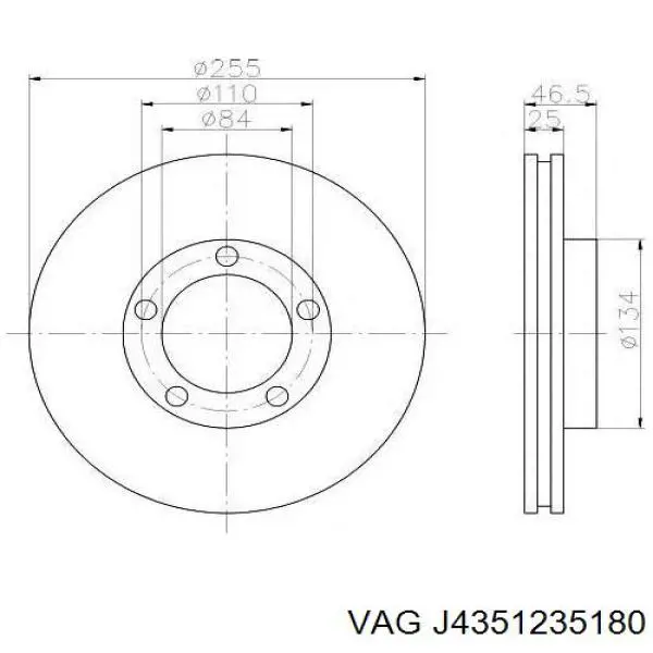 J4351235180 VAG диск тормозной передний