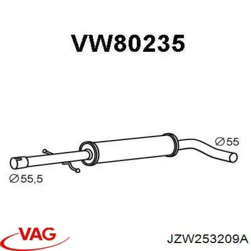 Глушитель, центральная часть VAG JZW253209A цена, от 31.67 USD