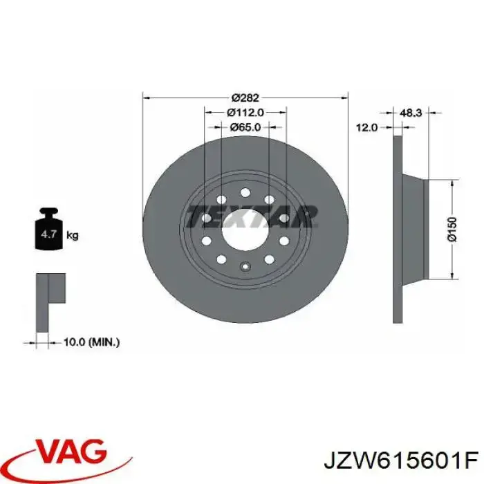 Диск гальмівний задній JZW615601F VAG