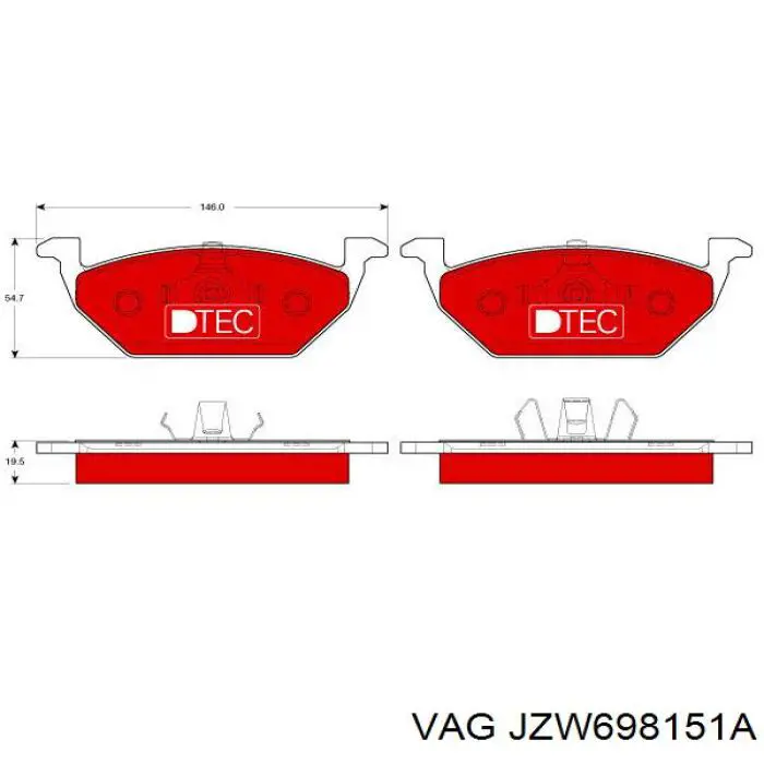 Тормозные колодки VAG JZW698151A