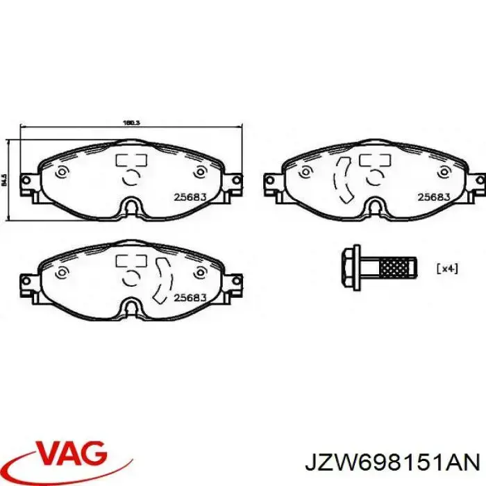 Pastillas de freno delanteras JZW698151AN VAG