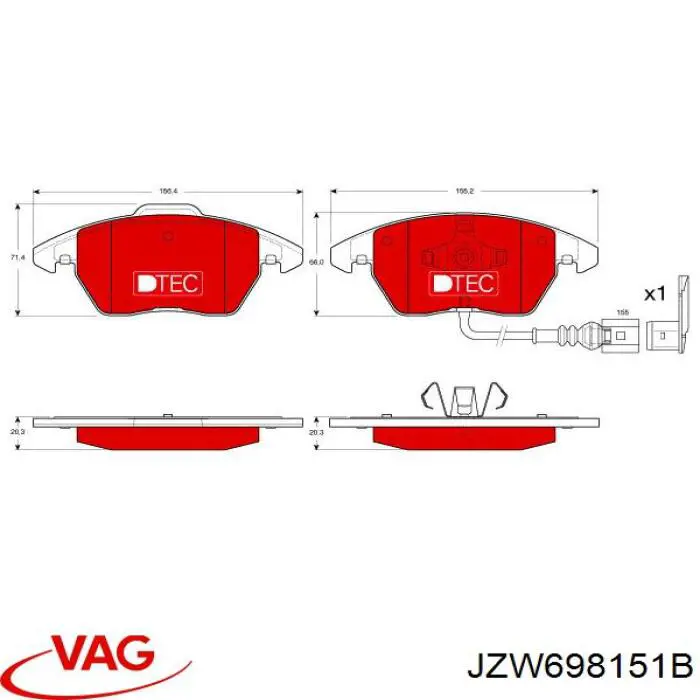 Колодки VAG JZW698151B цена, от 78.87 USD