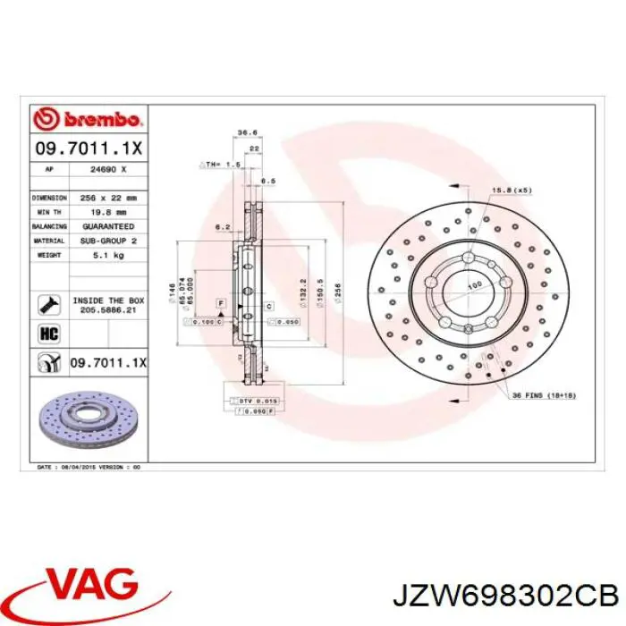Колодки VAG JZW698302CB цена, от 330.22 USD