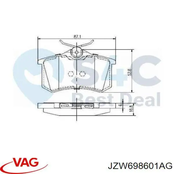 Тормозные диски JZW698601AG VAG