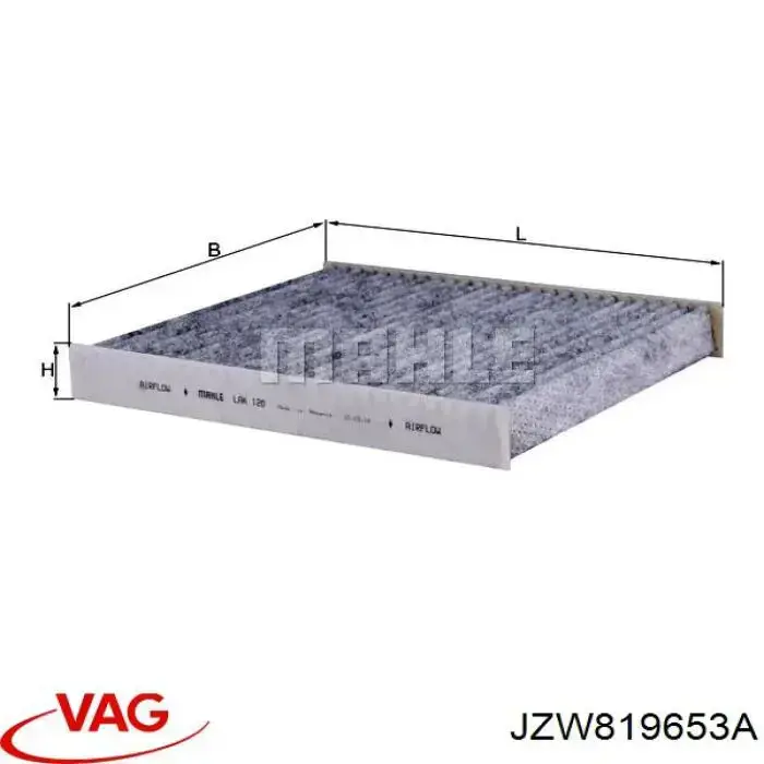 Фильтр воздушный отопителя VAG JZW819653A цена, от 4.29 USD