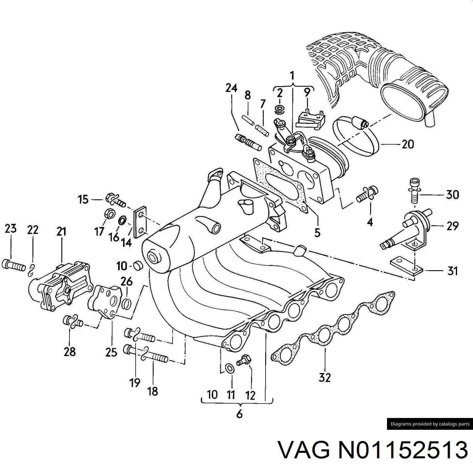 Купить N01152513 VAG Шайба форсунки