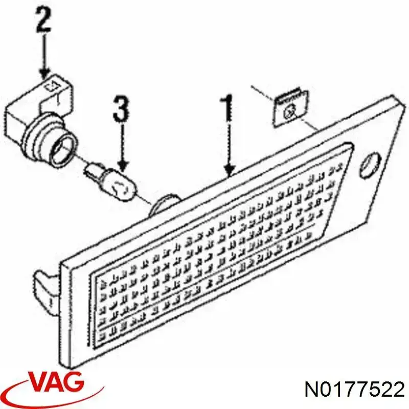 Лампочка освещения салона N0177522 VAG