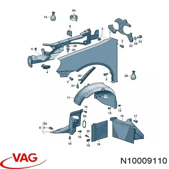 Tornillo (tuerca) de sujeción N10009110 VAG