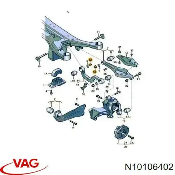 Гайка заднего развального рычага VAG N10106402