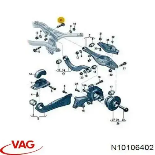 Купить N10106402 VAG Гайка заднего развального рычага