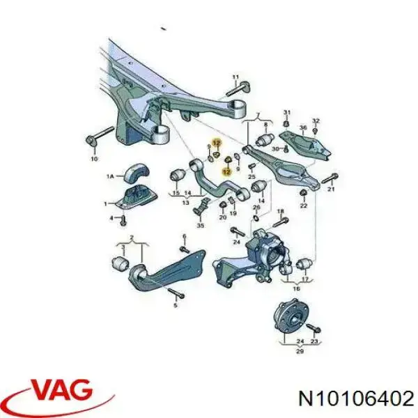Гайка заднего развального рычага N10106402 VAG