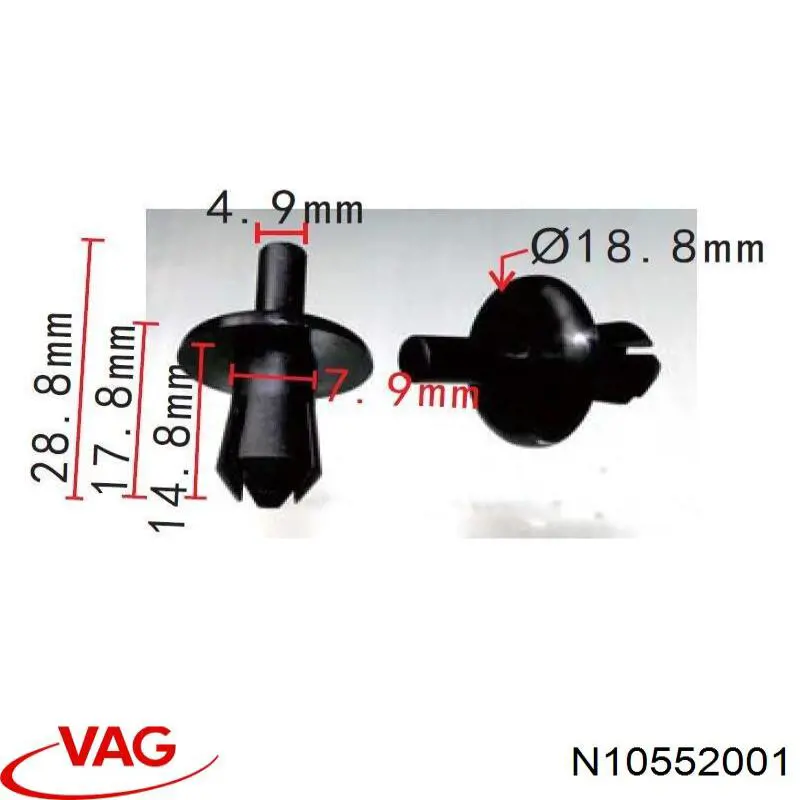 N10552001 VAG cápsula (prendedor de fixação do forro do pára-choque do pára-lama dianteiro)