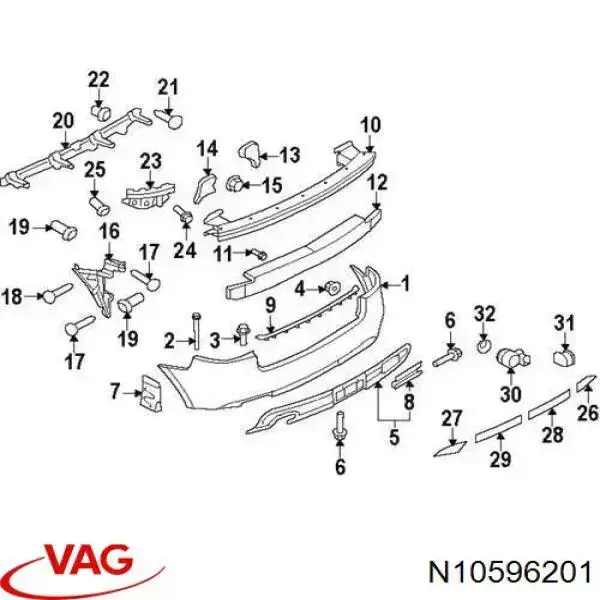 Клипса крепления накладок порогов N10596201 VAG