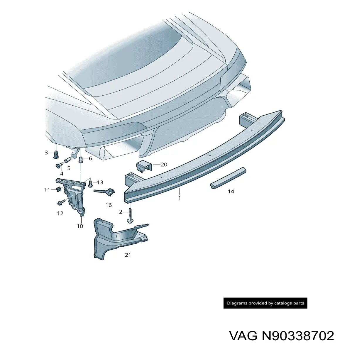 Пистон (клип) крепления молдинга двери N90338702 VAG