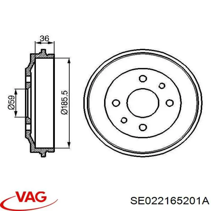 Тормозной барабан SE022165201A VAG