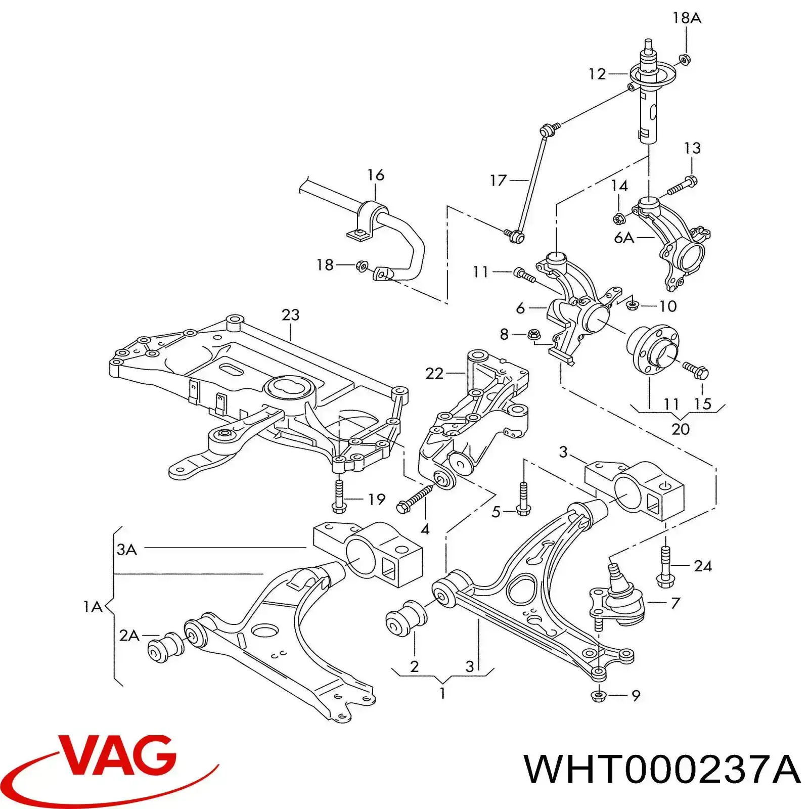 Купить WHT000237A VAG Болт крепления передней шаровой опоры к цапфе