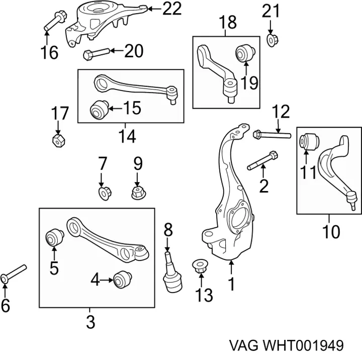 Болт переднего рычага WHT001949 VAG