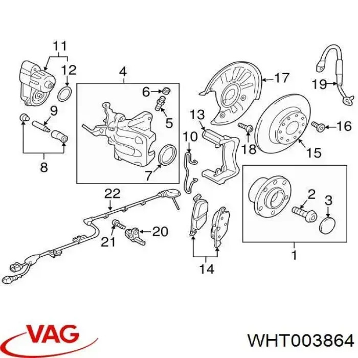 Датчик АБС задний WHT003864 VAG