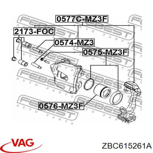ZBC615261A VAG направляющая суппорта переднего