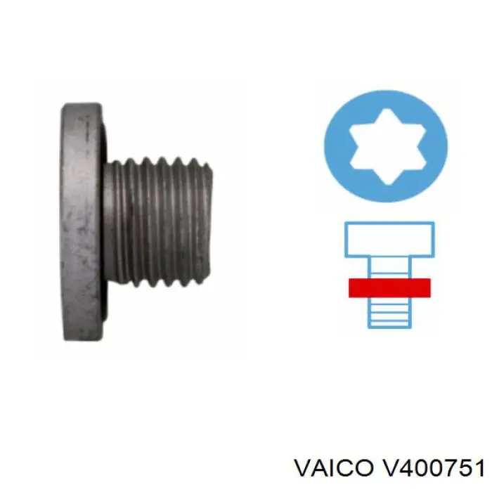 Пробка поддона двигателя V400751 VEMO/Vaico