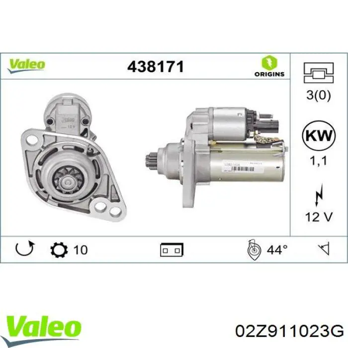 Купить 02Z911023G VALEO Стартер
