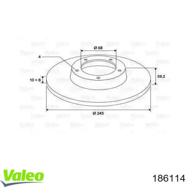 Тормозные диски 186114 VALEO