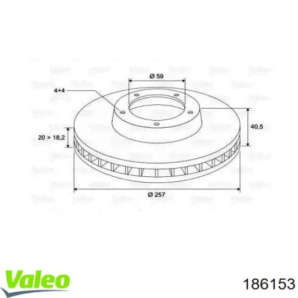 186153 VALEO диск тормозной передний