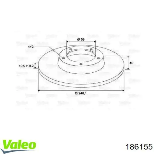 186155 VALEO диск тормозной задний