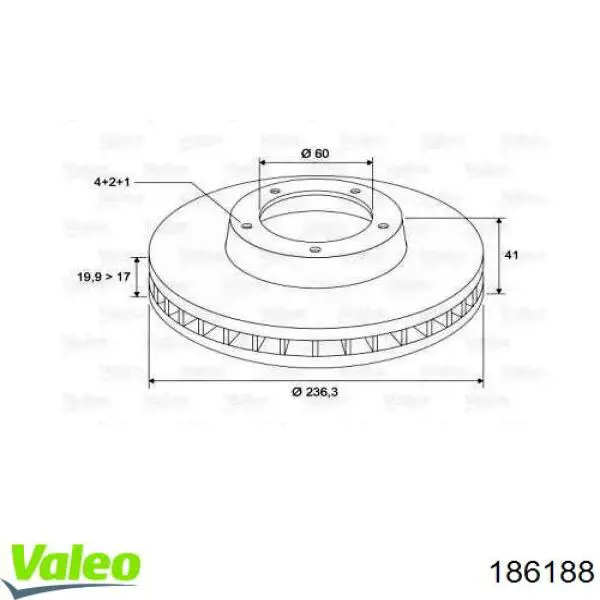 186188 VALEO диск тормозной передний