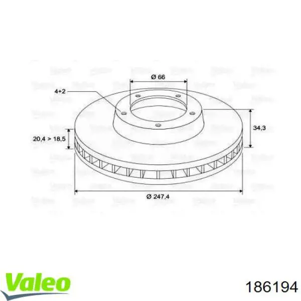 186194 VALEO диск тормозной передний