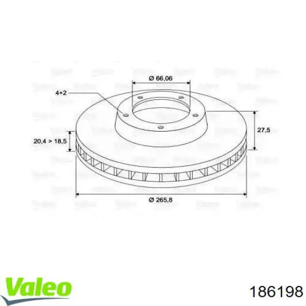 186198 VALEO диск тормозной передний