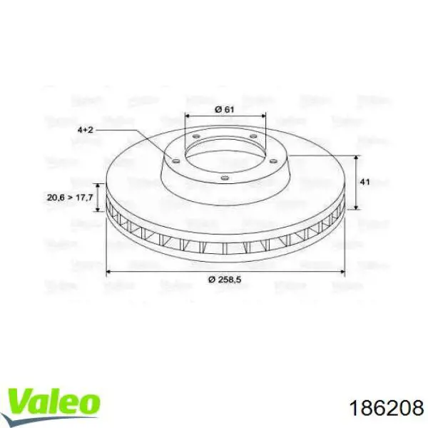 Передние тормозные диски 186208 VALEO