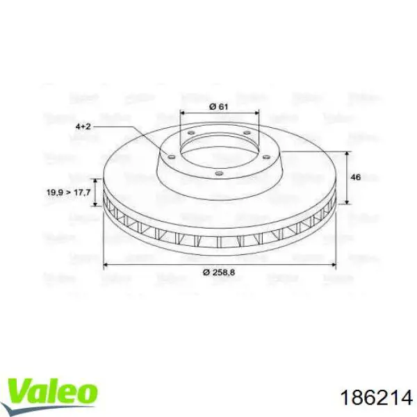 Передние тормозные диски 186214 VALEO