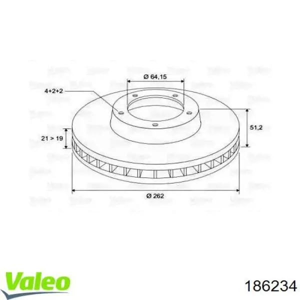 Передние тормозные диски 186234 VALEO