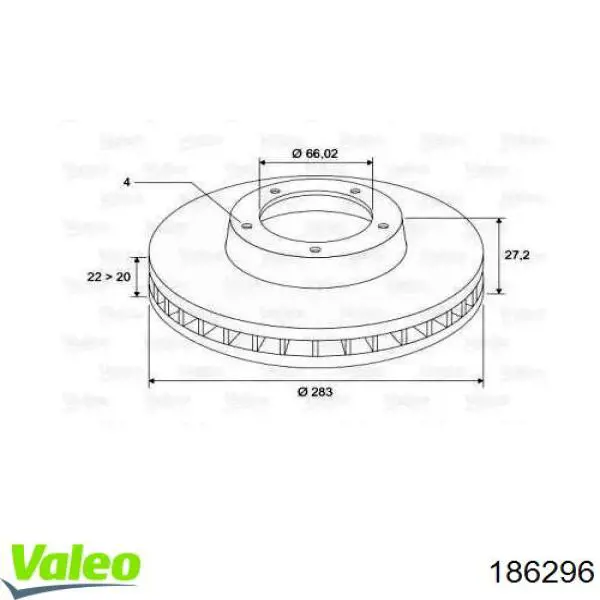 Передние тормозные диски 186296 VALEO