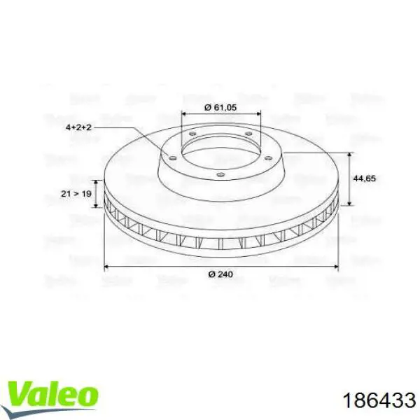 Передние тормозные диски 186433 VALEO