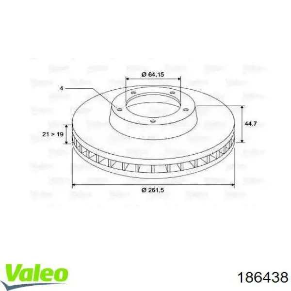 Передние тормозные диски 186438 VALEO