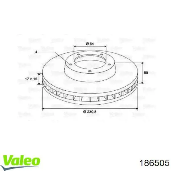186505 VALEO диск тормозной передний