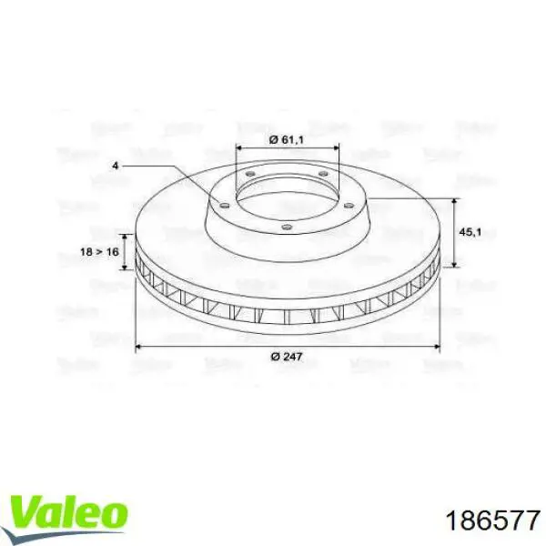 186577 VALEO диск тормозной передний