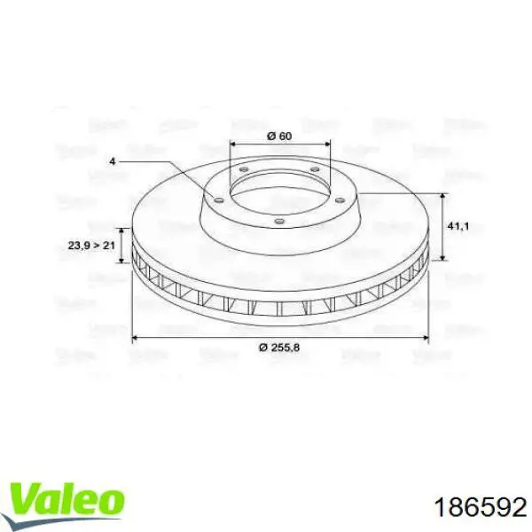 186592 VALEO диск тормозной передний