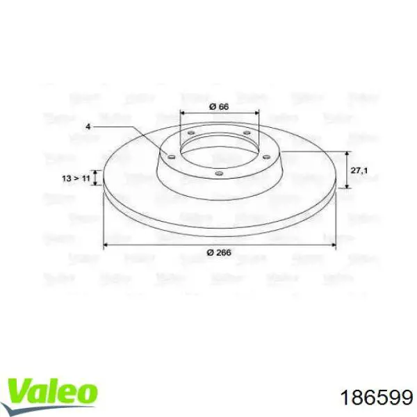 Передние тормозные диски 186599 VALEO