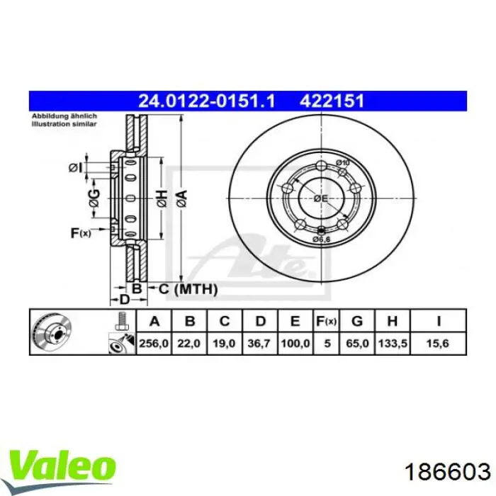 Купить 186603 VALEO Ротор тормозной