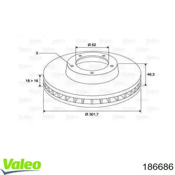 Передние тормозные диски 186686 VALEO