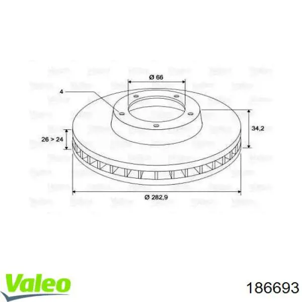 186693 VALEO диск тормозной передний