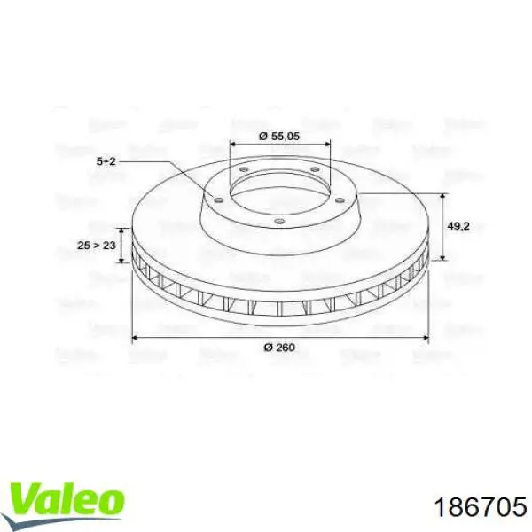 186705 VALEO диск тормозной передний