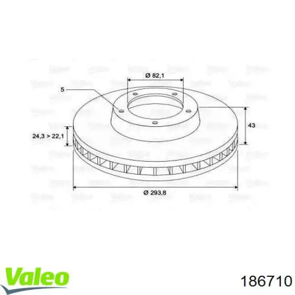 Передние тормозные диски 186710 VALEO