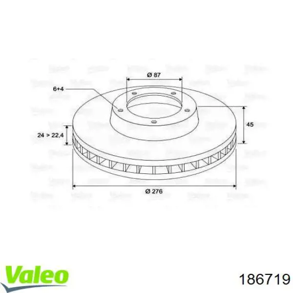 Передние тормозные диски 186719 VALEO